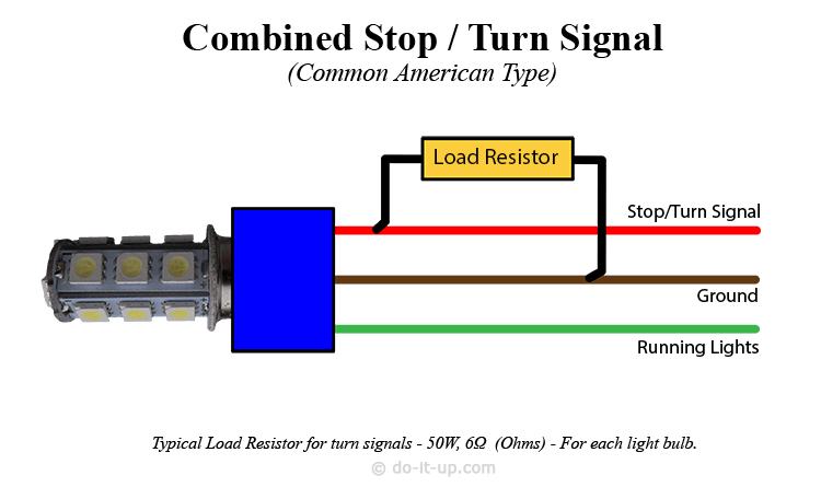 LED Turn Signal Load Resistor Wiring Diagram (Stop/Turn Signal)