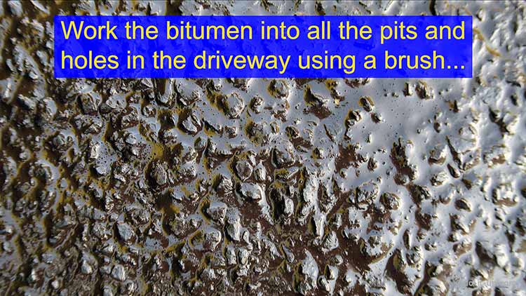 How to Repair a Driveway - Painting Bitumen - Work Into all the Pits and Holes