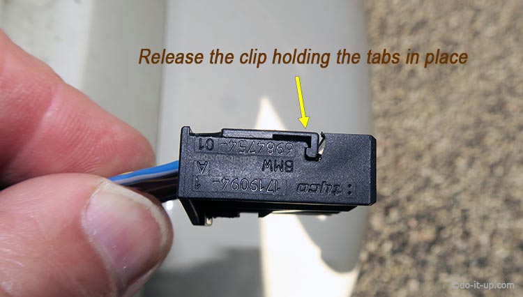 Connectors - Removing the Wires - Release the Clip Holding the Tabs in Place