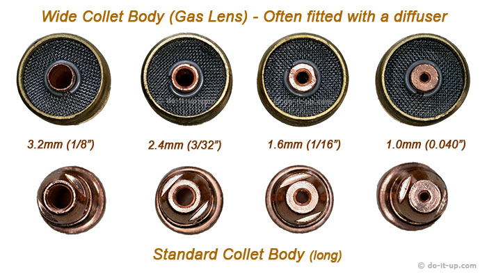 TIG Collet Body - Sized for Different Tungsten Electrodes
