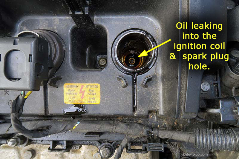Oil Leaks - The Cylinder Head Cover (Oil in the Spark Plug holes) (This example is fitted to a 1.6 Litre Petrol Engine, BMW, Citroën, Mini & Peugeot)