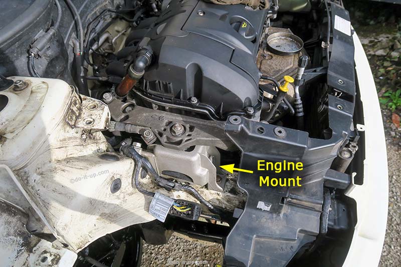 Oil Leaks - The Right Hand Engine Mount (With the Headlight Removed) (This example is fitted to a 1.6 Litre Petrol Engine, BMW, Citroën, Mini & Peugeot)